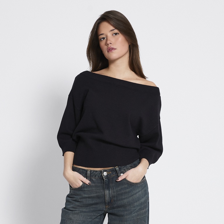 Off-shoulder knit sweater "Adriana" Black